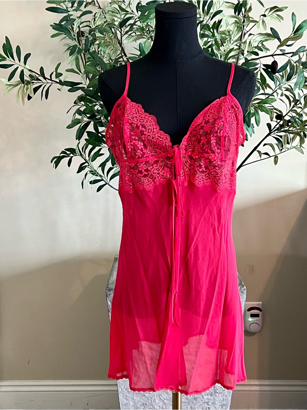 Victoria's Secret Hot Pink Lace Chemise Slip